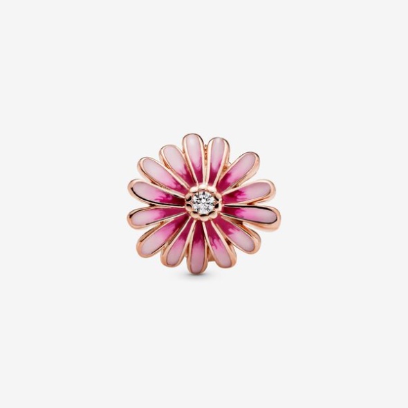 Pink Daisy Flower Charm Pandora Australia Rose Gold Plated
