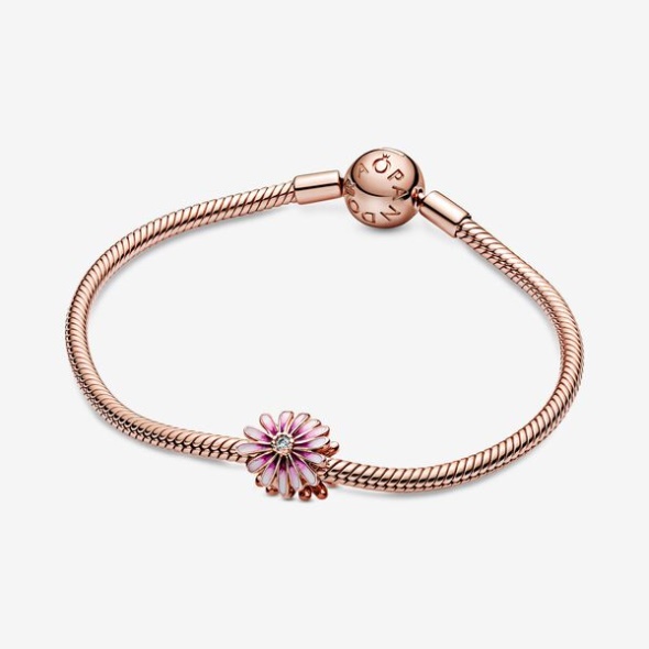 Pink Daisy Flower Charm Pandora Australia Rose Gold Plated