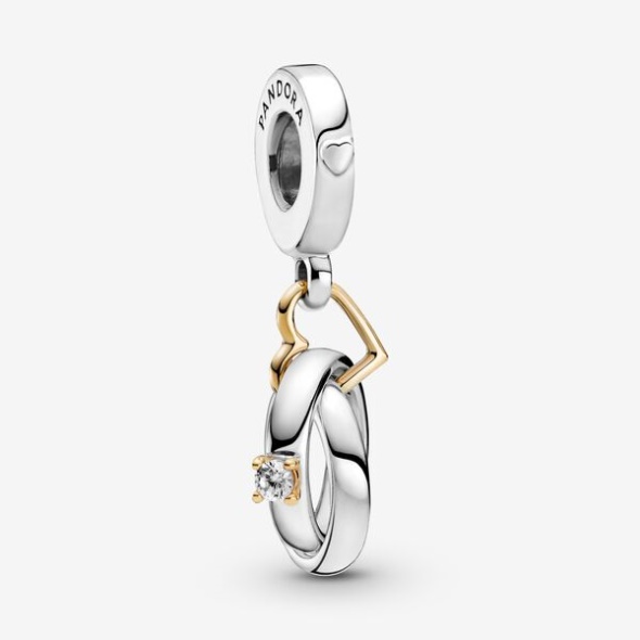 Two-Tone Wedding Rings Dangle Charm Pandora Australia