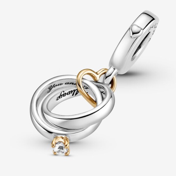 Two-Tone Wedding Rings Dangle Charm Pandora Australia