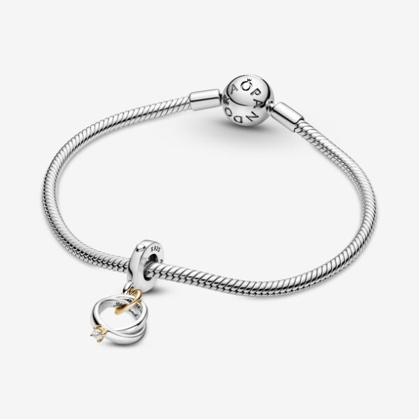 Two-Tone Wedding Rings Dangle Charm Pandora Australia