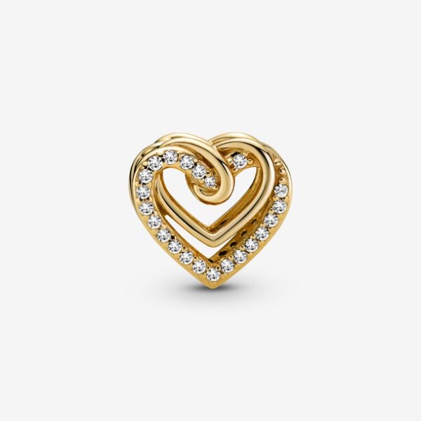 Sparkling Entwined Hearts Charm Pandora Australia Gold Plated
