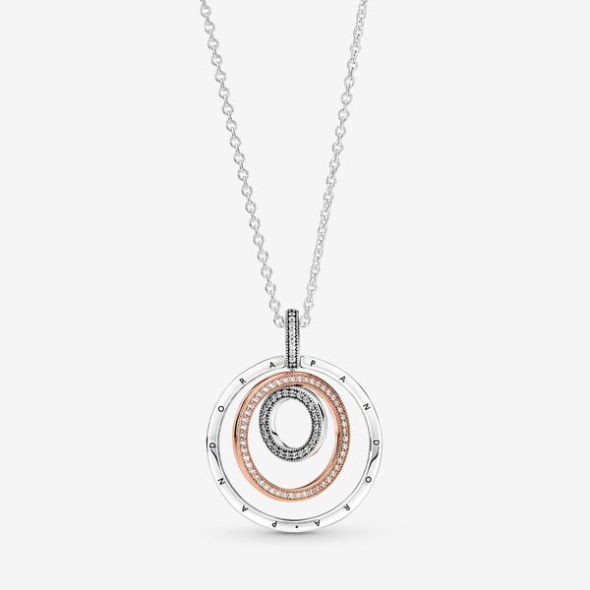 Two-Tone Circles Pendant Necklace Pandora Australia