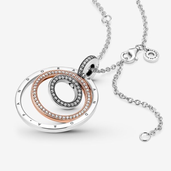 Two-Tone Circles Pendant Necklace Pandora Australia