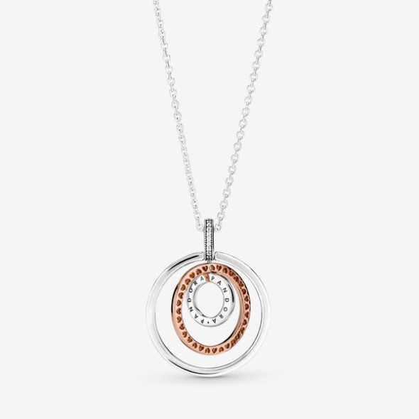 Two-Tone Circles Pendant Necklace Pandora Australia