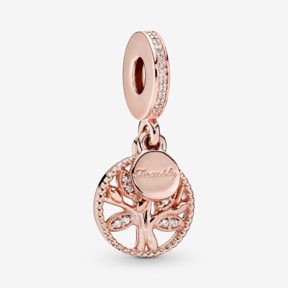 Sparkling Family Tree Dangle Charm Pandora Australia Rose Gold Plated