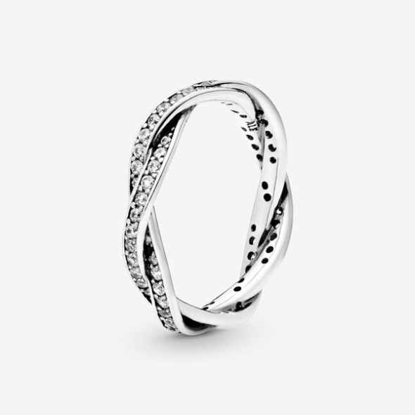 Sparkling Twisted Lines Ring Pandora Australia Sterling Silver