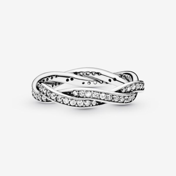 Sparkling Twisted Lines Ring Pandora Australia Sterling Silver