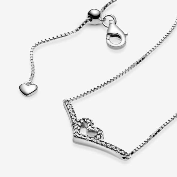 Sparkling Wishbone Heart Collier Necklace Pandora Australia