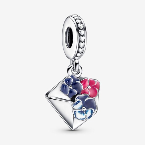 Pansy Flower Envelope Dangle Charm Pandora Australia