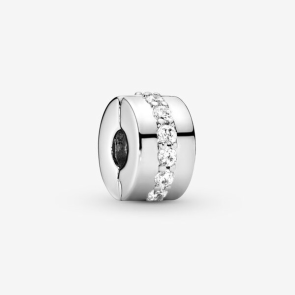 Clear Sparkling Row Clip Charm Pandora Australia Sterling Silver