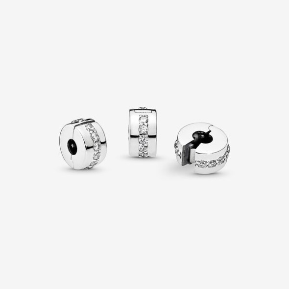 Clear Sparkling Row Clip Charm Pandora Australia Sterling Silver