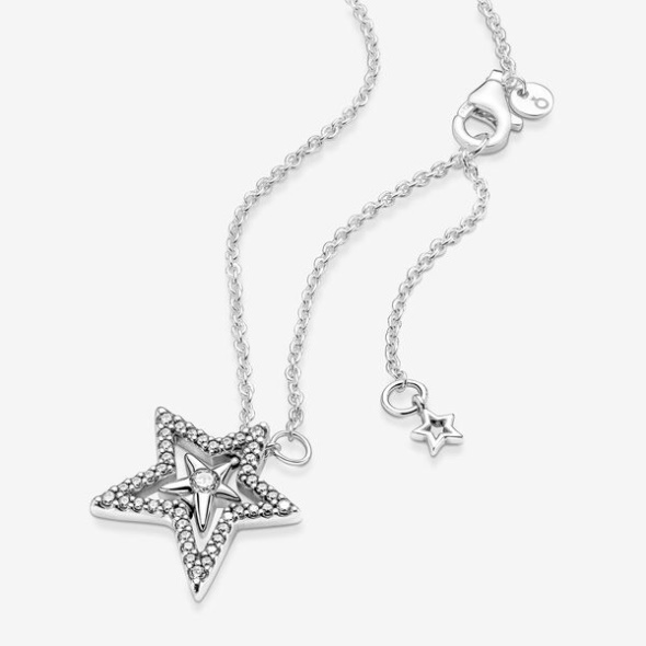 Pave Asymmetric Star Collier Necklace Pandora Australia