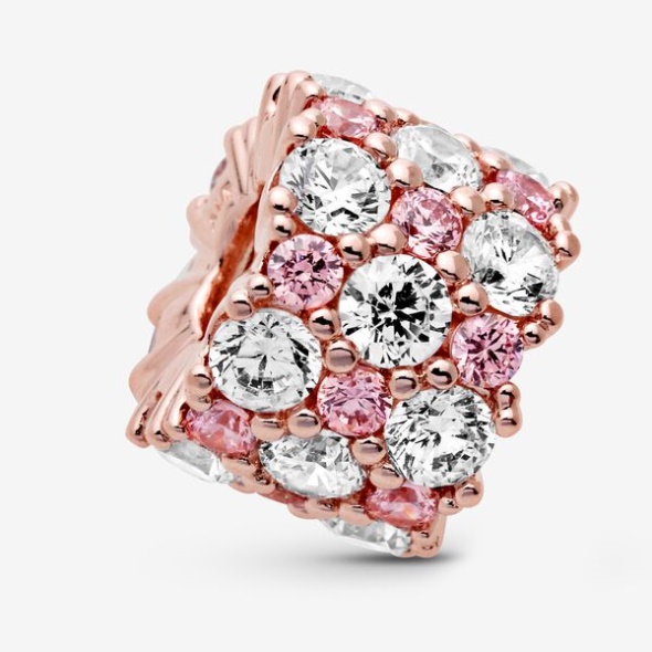 Pink Clear Sparkle Charm Pandora Australia Rose Gold Plated