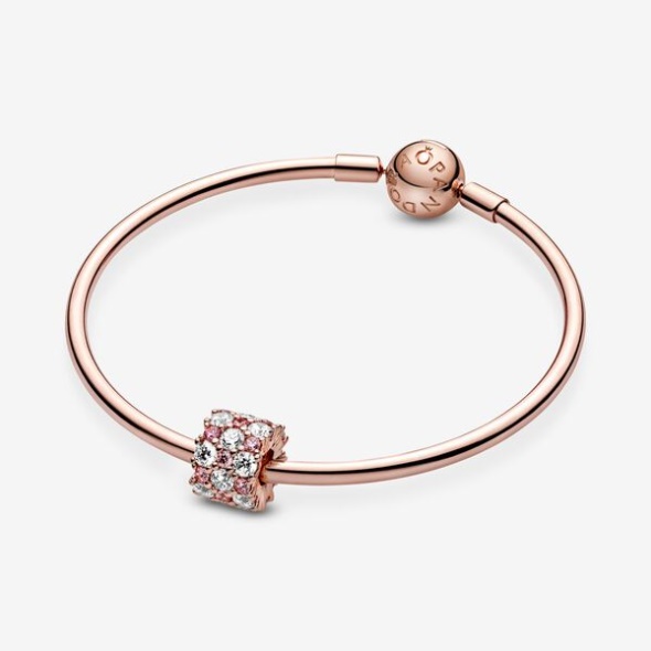 Pink Clear Sparkle Charm Pandora Australia Rose Gold Plated