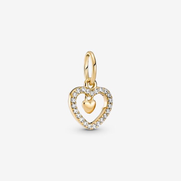 Sparkling Double Heart Dangle Charm Pandora Australia