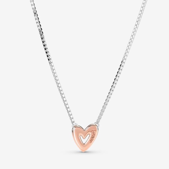 Sparkling Freehand Heart Necklace Pandora Australia