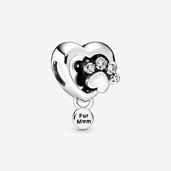 Sparkling Paw Print Heart Charm Pandora Australia