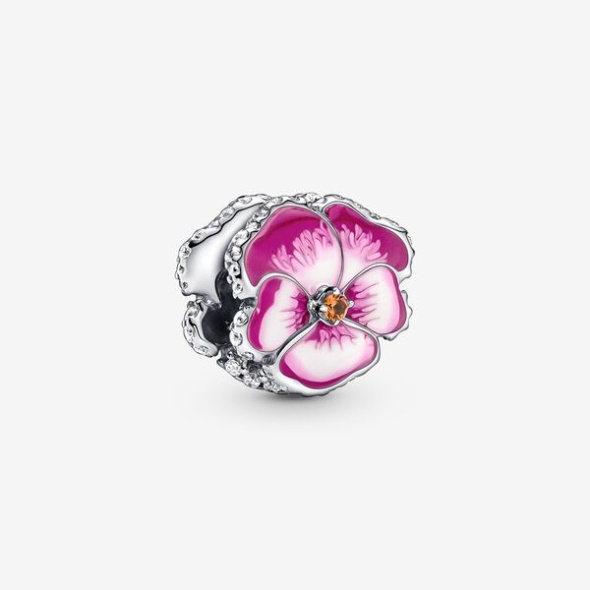 Pink Pansy Flower Charm Pandora Australia