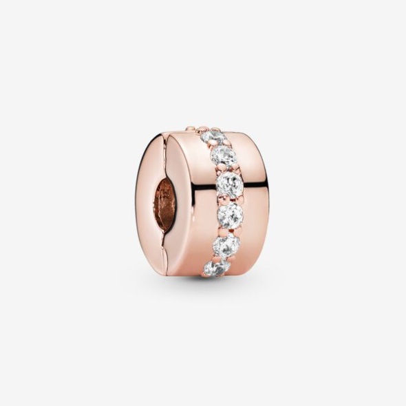 Sparkling Row Spacer Charm Pandora Australia Rose Gold Plated