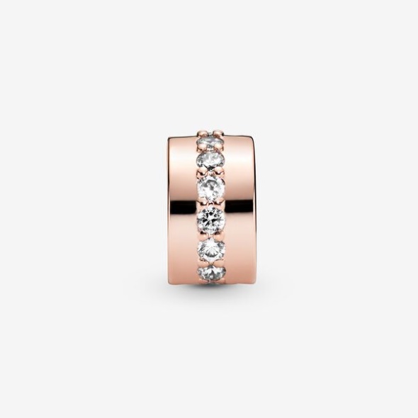 Sparkling Row Spacer Charm Pandora Australia Rose Gold Plated
