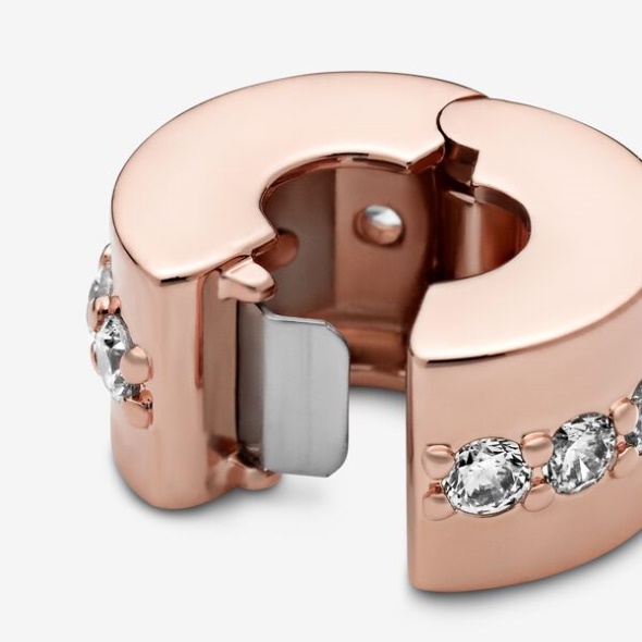Sparkling Row Spacer Charm Pandora Australia Rose Gold Plated