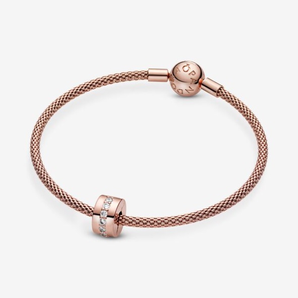 Sparkling Row Spacer Charm Pandora Australia Rose Gold Plated