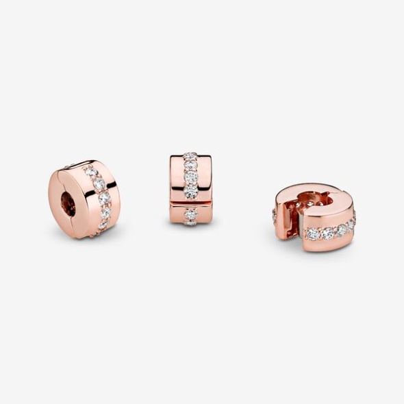 Sparkling Row Spacer Charm Pandora Australia Rose Gold Plated