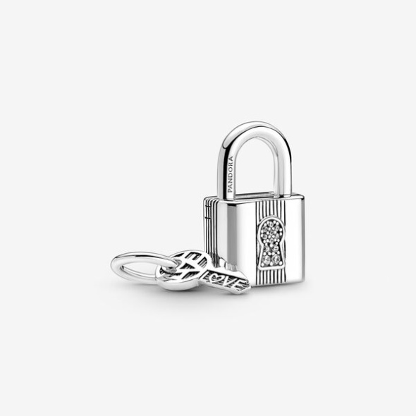 Padlock And Key Dangle Charm Pandora Australia Sterling Silver
