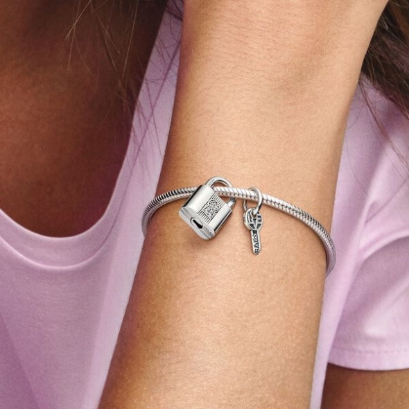 Padlock And Key Dangle Charm Pandora Australia Sterling Silver