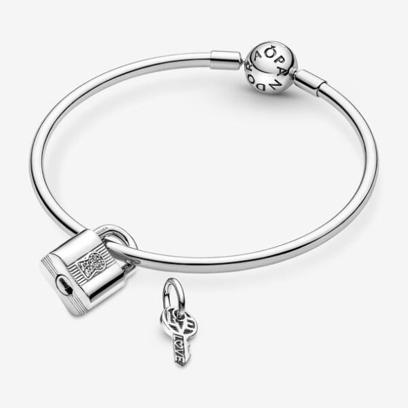 Padlock And Key Dangle Charm Pandora Australia Sterling Silver