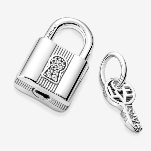 Padlock And Key Dangle Charm Pandora Australia Sterling Silver