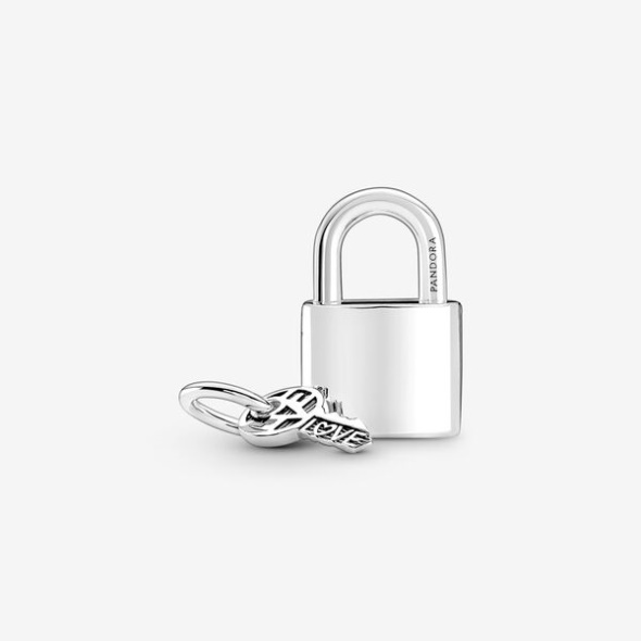 Padlock And Key Dangle Charm Pandora Australia Sterling Silver