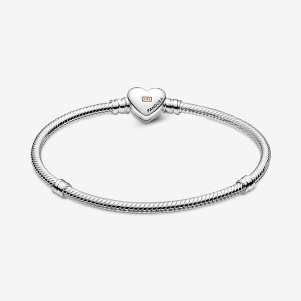 Domed Golden Heart Clasp Snake Chain Bracelet Pandora Australia