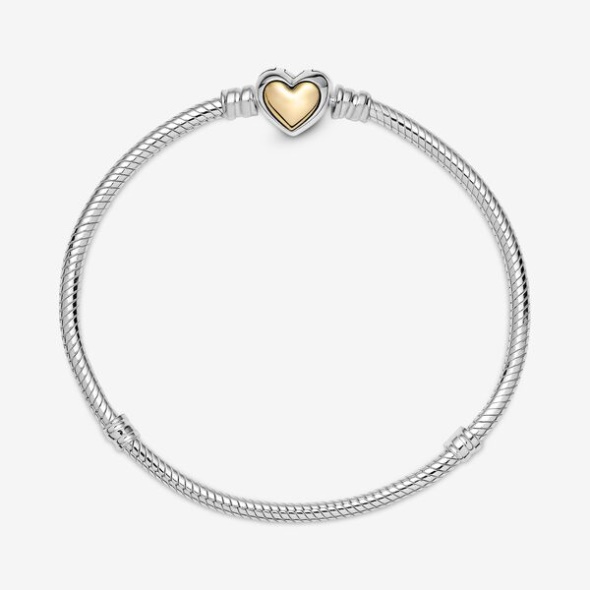 Domed Golden Heart Clasp Snake Chain Bracelet Pandora Australia