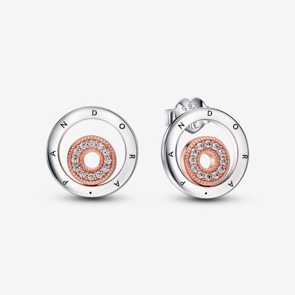 Pandora Australia Signature Two-Tone Logo Circles Stud Earrings