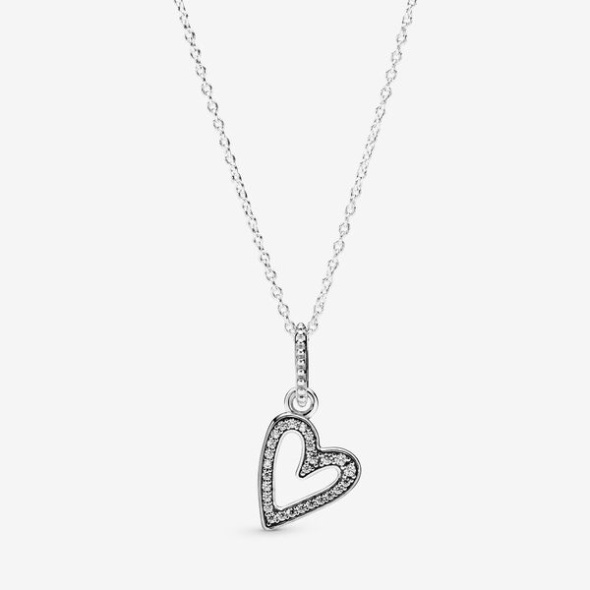 Sparkling Freehand Heart Pendant Necklace Pandora Australia