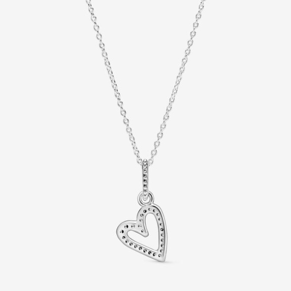 Sparkling Freehand Heart Pendant Necklace Pandora Australia