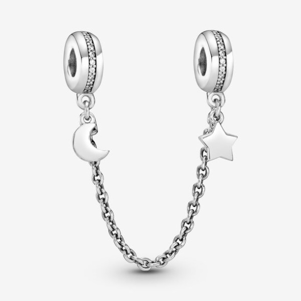 Half Moon And Star Safety Chain Charm Pandora Australia