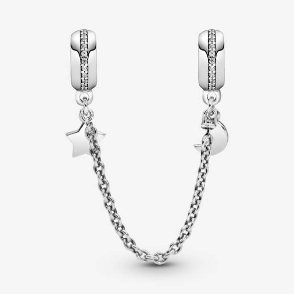 Half Moon And Star Safety Chain Charm Pandora Australia