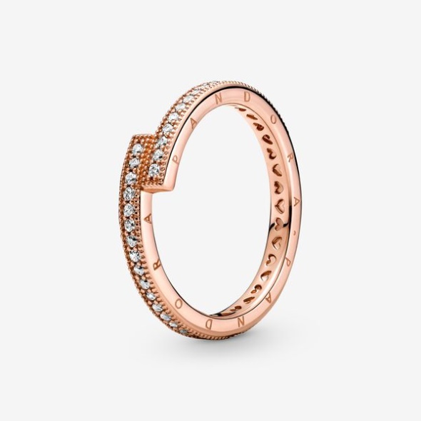 Sparkling Overlapping Ring Pandora Australia Rose Gold Plated