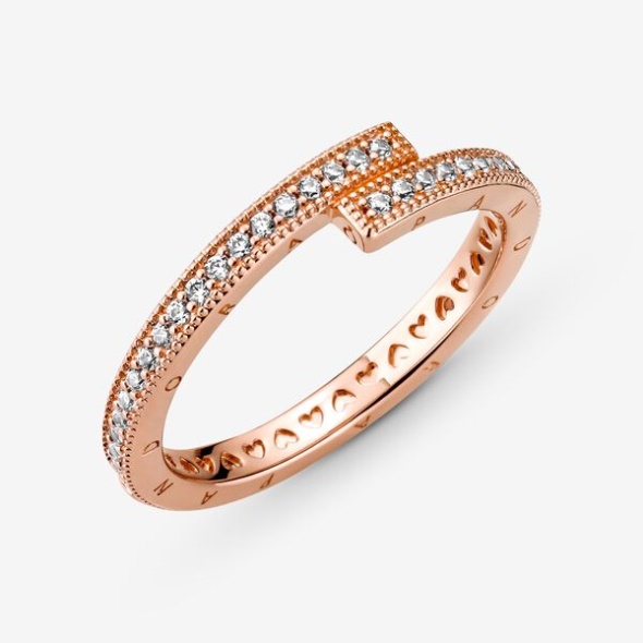 Sparkling Overlapping Ring Pandora Australia Rose Gold Plated