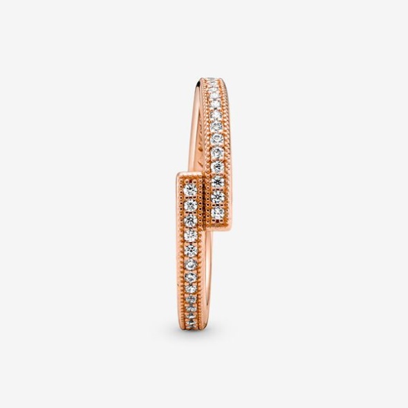 Sparkling Overlapping Ring Pandora Australia Rose Gold Plated