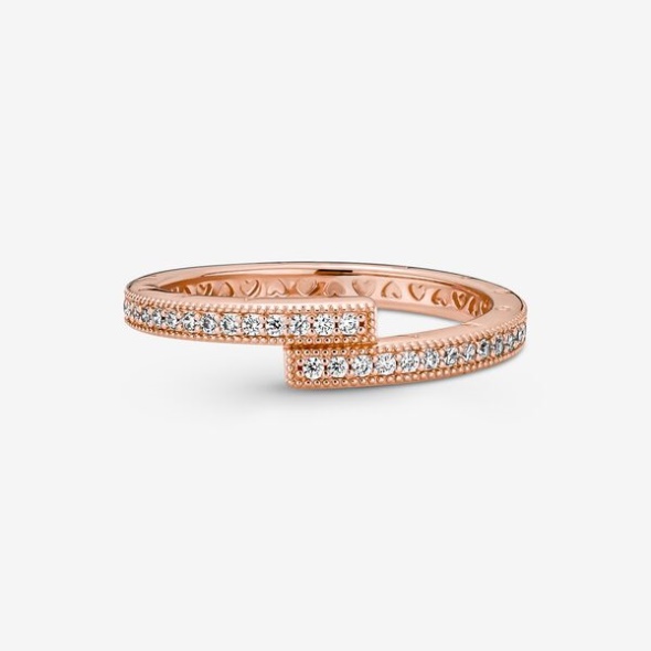 Sparkling Overlapping Ring Pandora Australia Rose Gold Plated