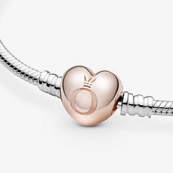 Pandora Australia Moments Heart Clasp Snake Chain Bracelet Two-Tone