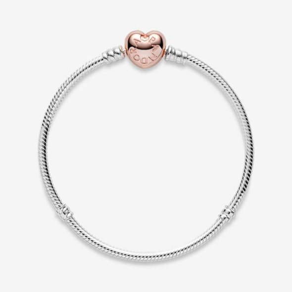 Pandora Australia Moments Heart Clasp Snake Chain Bracelet Two-Tone