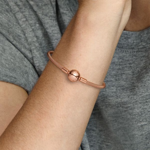 Pandora Australia Moments Mesh Bracelet Rose Gold Plated