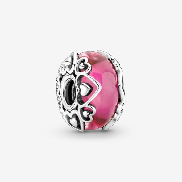 Reveal Your Love Pink Murano Glass Charm Pandora Australia