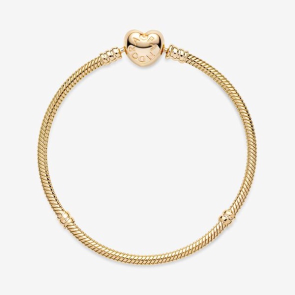 Pandora Australia Moments Heart Clasp Snake Chain Bracelet Gold