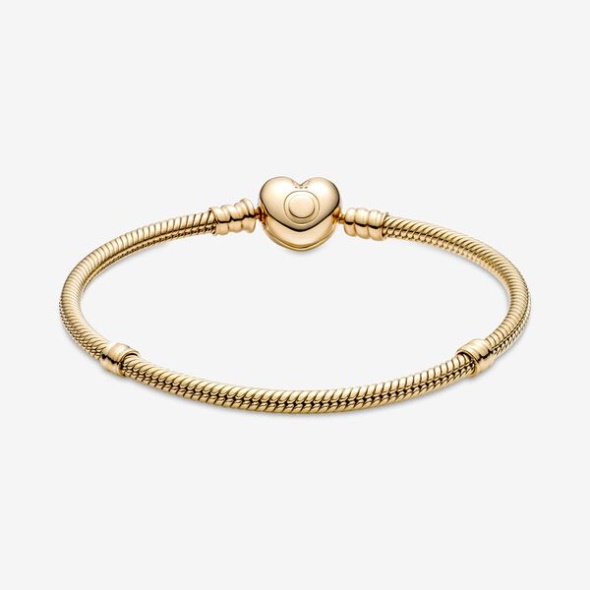 Pandora Australia Moments Heart Clasp Snake Chain Bracelet Gold